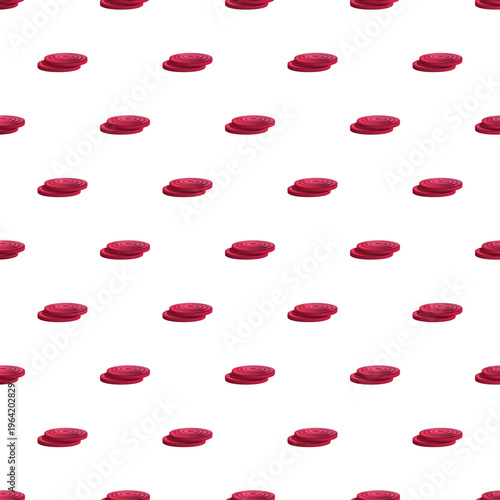 Sliced beetroot pieces creating a seamless repeating pattern on a clean white background