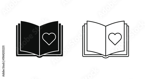 Heart book love symbol icon Vector