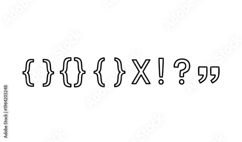 Photos Punctuation Marks and Coding Braces Icon Set - Hand Drawn Question Mark, Exclama