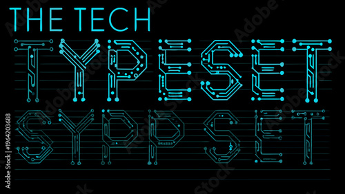 Digital typography the tech typeset styled with circuit board lines