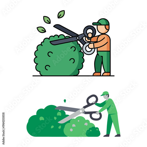 Skilled Gardener Caring for Plants Pruning Shrubs for Garden Maintenance