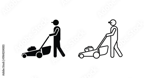 Lawn mower illustration black and white Vector