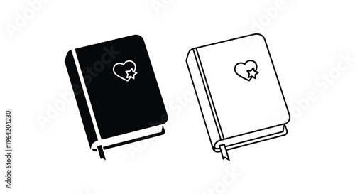 Black and white notebooks with heart shaped lock Vector