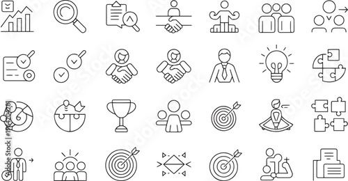 Collection of flat design vector icons representing various activities and concepts isolated on transparent background