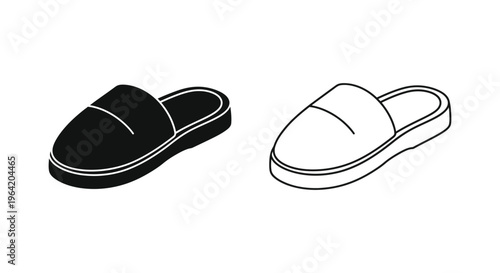 Black and white slippers side view Vector