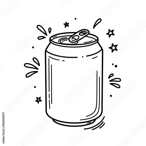 Soda can with splash and stars