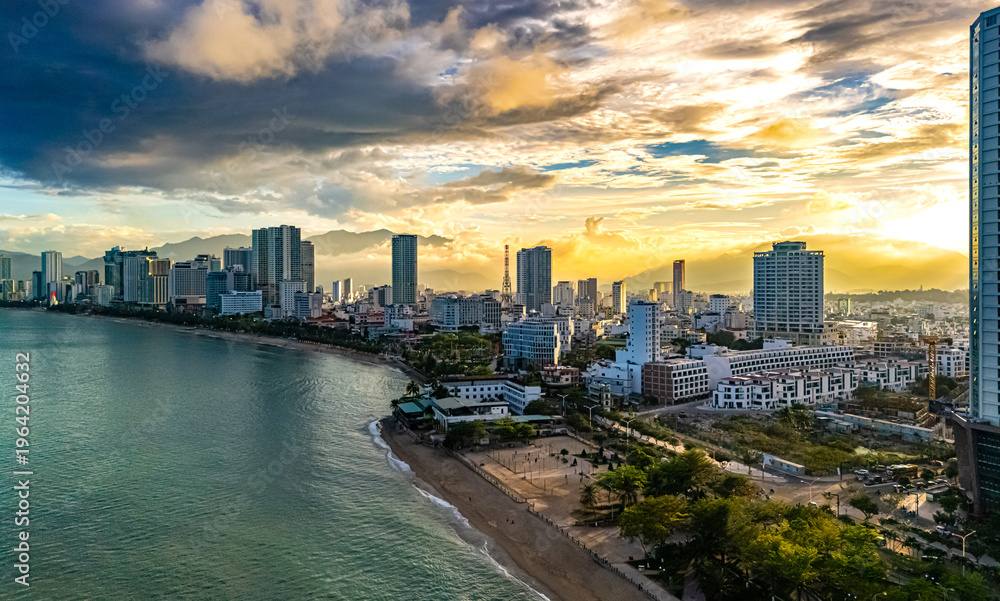 Fototapeta premium View of the city of Nha Trang, Khanh Hoa province, Vietnam