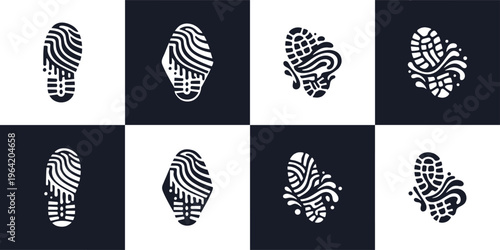 Patterned Shoe Footprint Sole Vector Icon Set