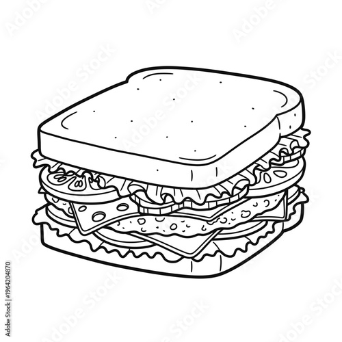 A detailed drawing of a sandwich with multiple layers