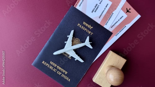 Indian passport, a document for travel, leisure, and work. Passport of India as a travel background for your design