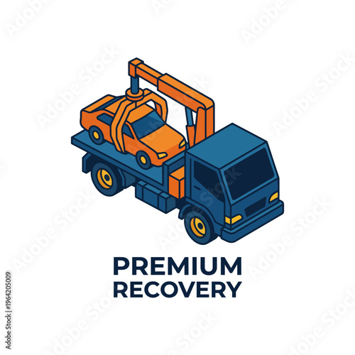 This stylized icon features a tow truck efficiently transporting a vehicle, representing reliable recovery services essential for roadside assistance and safety.