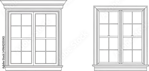 Gray Window Frames with Multiple Panes