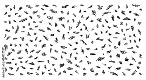 Short diagonal hatching strokes and dashed lines pattern in hand drawn sketch style