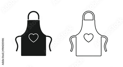 Heart apron designs black white Vector