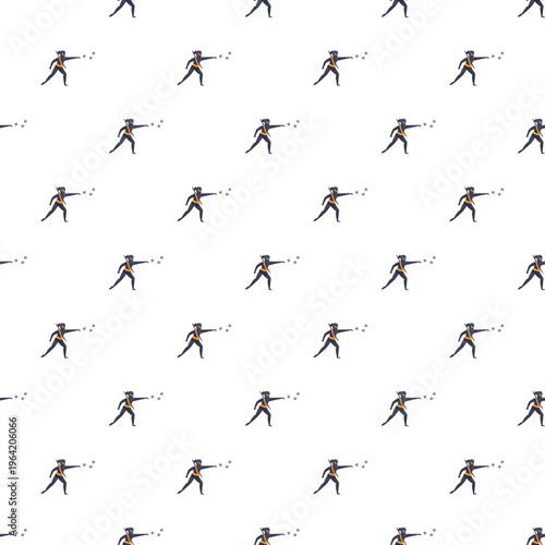 Ninja warrior figures throwing shurikens creating a repeatable martial arts design