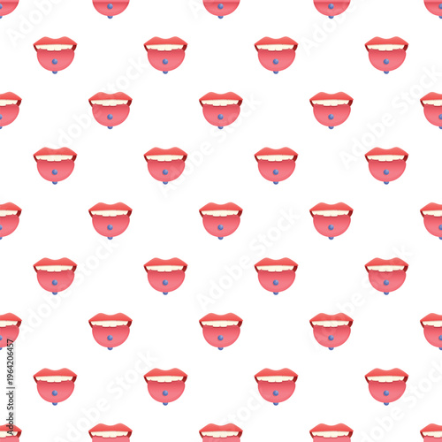 Repeated mouths with a tongue piercing creating a decorative background