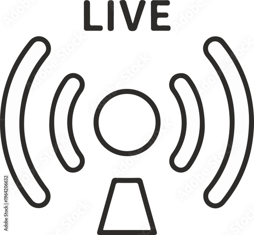 Live Broadcast Icon – Signal Transmission Line Vector Illustration