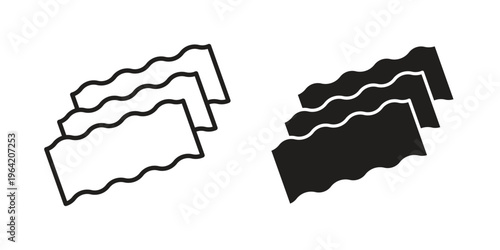 Lasagne icon clipart symbol isolated on white background. Flat and stroke designs.