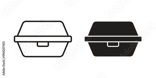 Lunch box icon clipart symbol isolated on white background. Flat and stroke designs.