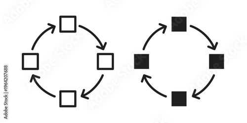 Methodology icon clipart symbol isolated on white background. Flat and stroke designs.