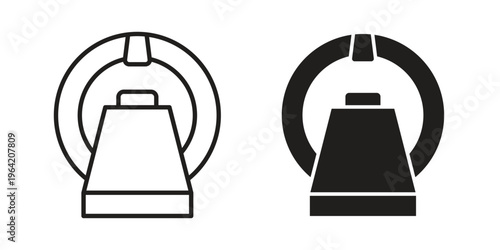 MRI scanner icon clipart symbol isolated on white background. Flat and stroke designs.