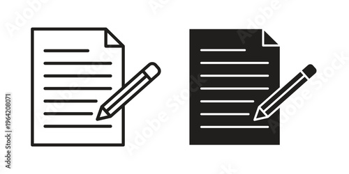Notes icon clipart symbol isolated on white background. Flat and stroke designs.