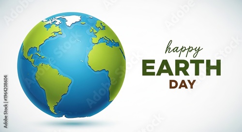 Happy earth day celebration with colorful globe illustration and eco message