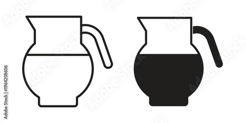 Pitcher icon clipart symbol isolated on white background. Flat and stroke designs.