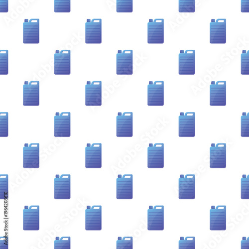Blue plastic canisters repeating on white background creating a seamless pattern
