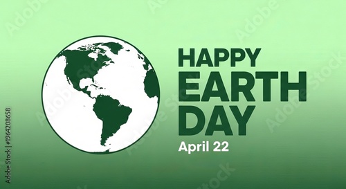 Happy earth day celebration poster with globe and april twentytwo date