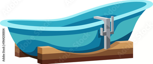 A sleek and modern bathtub design showcasing smooth curves and a minimalist aesthetic, representing relaxation and luxury in a visually appealing vector illustration format.