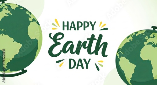 Happy earth day celebration with globe illustration and cheerful typography design