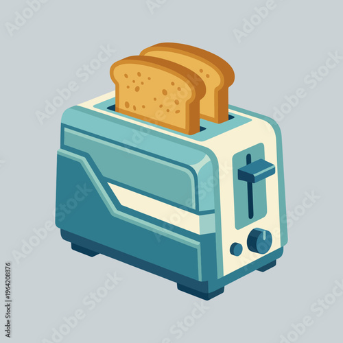This image features a vintage style toaster with two slices of perfectly toasted bread, ideal for showcasing breakfast or kitchen appliances in a charming way.