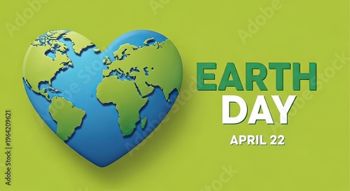 Heartshaped earth illustration for earth day celebration on april twentytwo