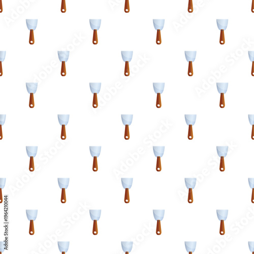 Putty knife scrapers with wooden handles forming a repeating seamless pattern