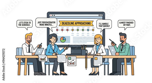 Business team meeting discussing project deadline schedule