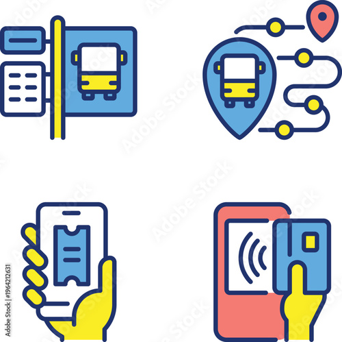 Modern transportation and mobile ticketing solutions illustration