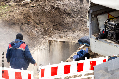 Repair of a broken heating main, water supply system, gas supply system, and sewage system.