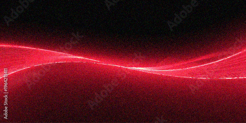 Red abstract glowing background with light lines and digital waves