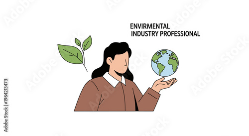 Environmental industry professional holding the Earth with leaves