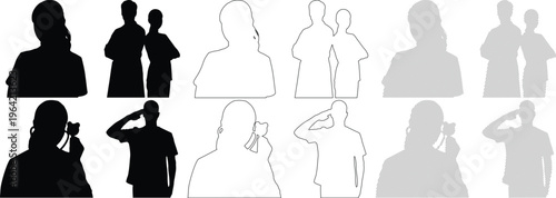 Doctor Silhouette Saluting Medical Professional Gesture Military Salute Healthcare Professional Background Minimalist Style