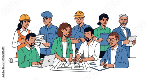 Diverse group of people working together on a project plan