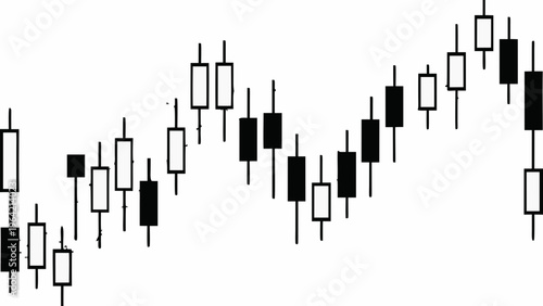 A fluctuating stock chart displaying candlestick patterns over time