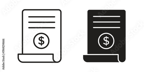 Invoice icon silhouette. Editable stroke. Line vector illustration design