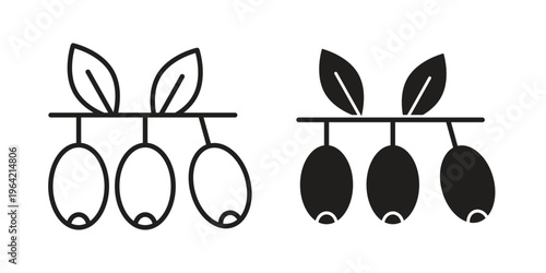 Jujube icon silhouette. Editable stroke. Line vector illustration design