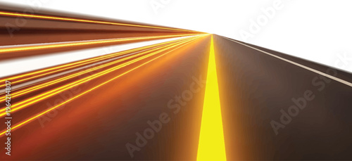 Speeding Yellow Roadway with Light Trails on Asphalt Highway