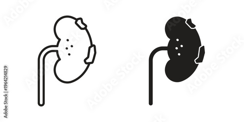 Kidney disease icon silhouette. Editable stroke. Line vector illustration design