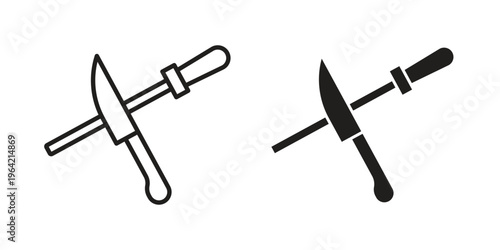 Knife sharpener icon silhouette. Editable stroke. Line vector illustration design