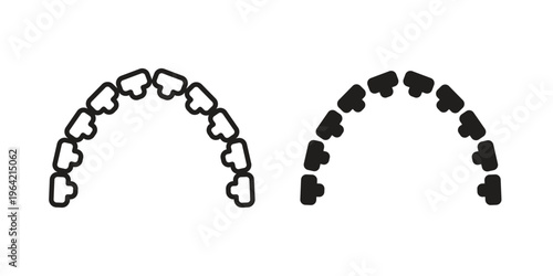 Lingual braces icon silhouette. Editable stroke. Line vector illustration design