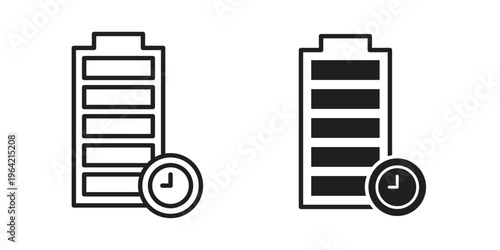 long battery life icon silhouette. Editable stroke. Line vector illustration design